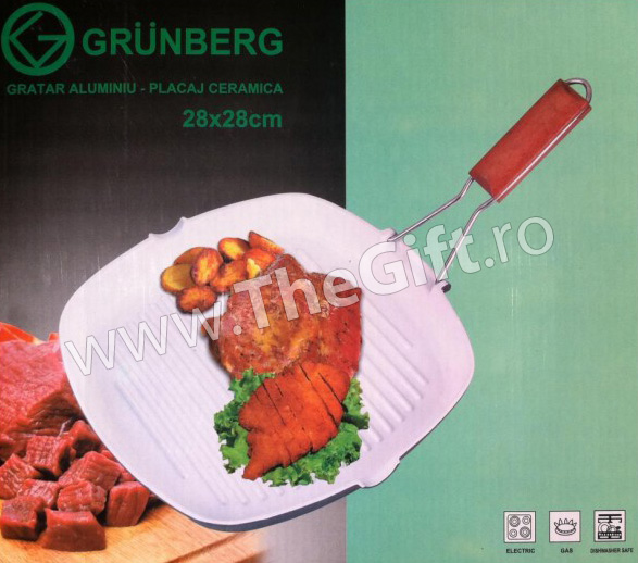 Gratar tigaie ceramica Grunberg cu capac termorezistent